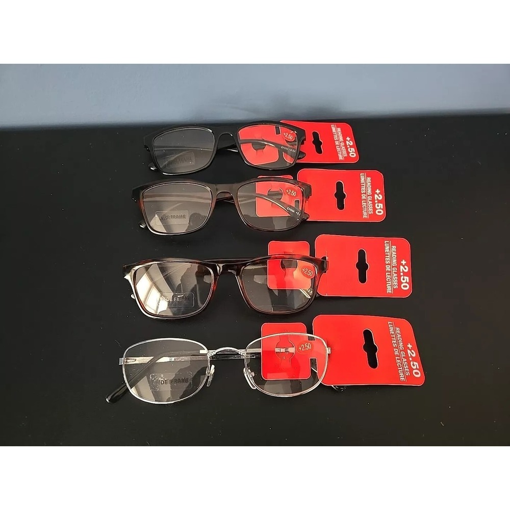 Reading glasses +2.5 mens womens spring hinge 4 pack readers new lot of 4‎
